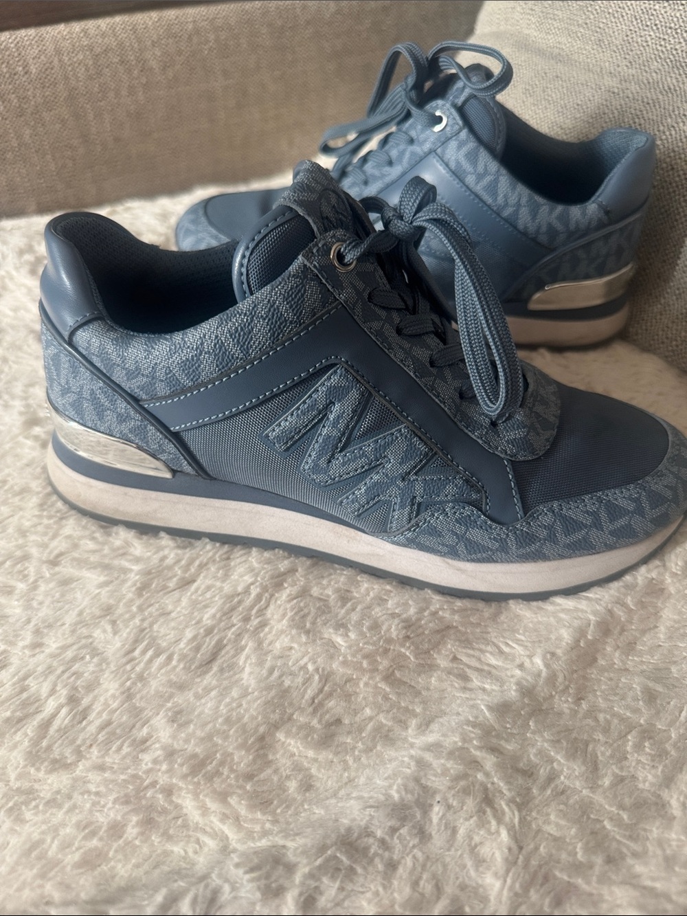 Michael Kors Blue Logo-Print Platform Sneakers